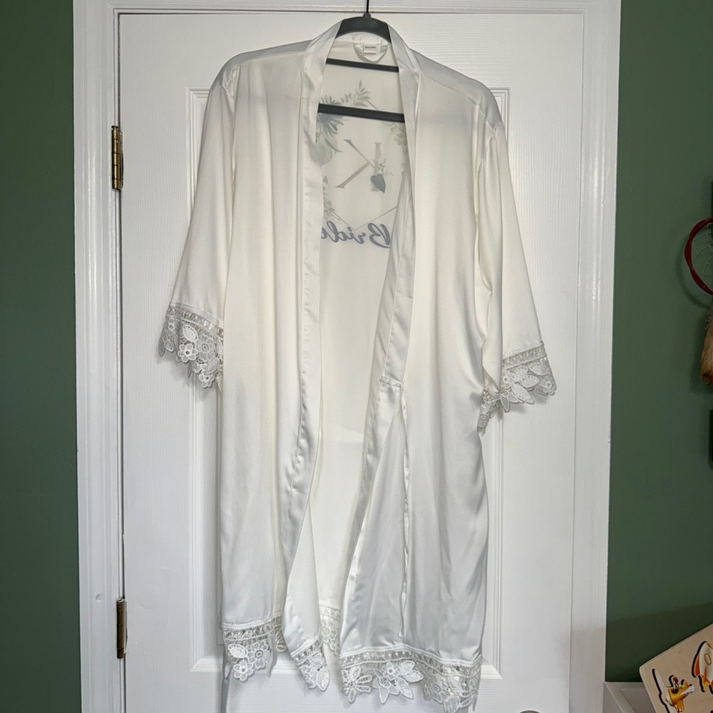 White Satin Bridal Robe - Picture 4 of 6